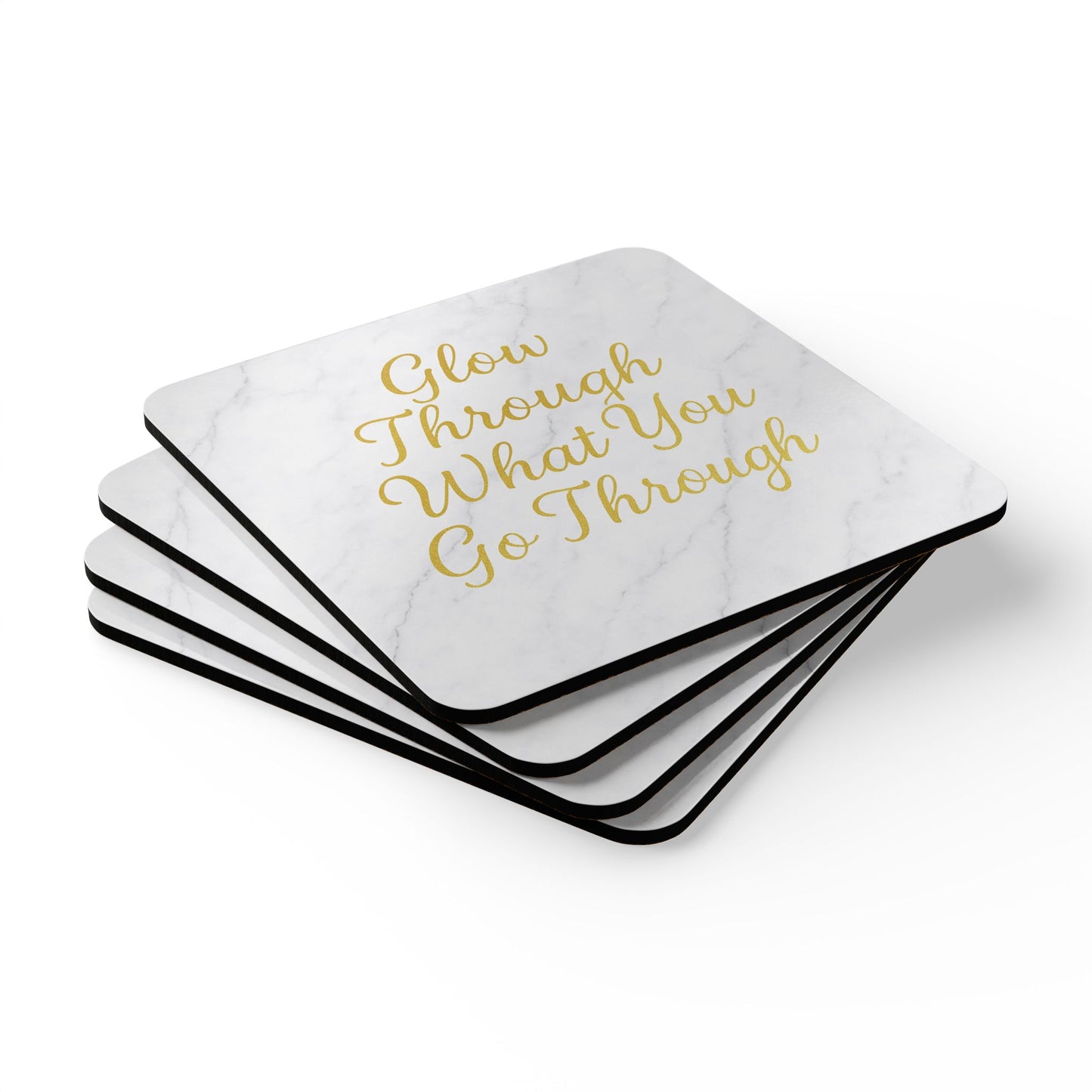 Glow Through What You Go Through – Marble & Gold Coaster Set (4-Pack)