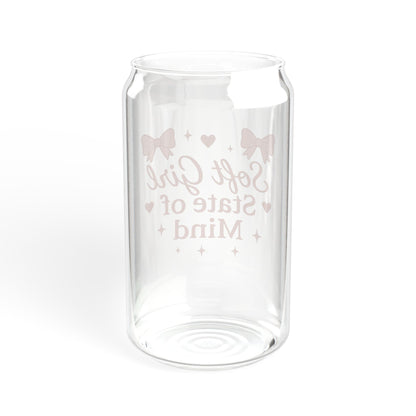 Soft Girl State of Mind Glass Cup with Bamboo Lid & Straw