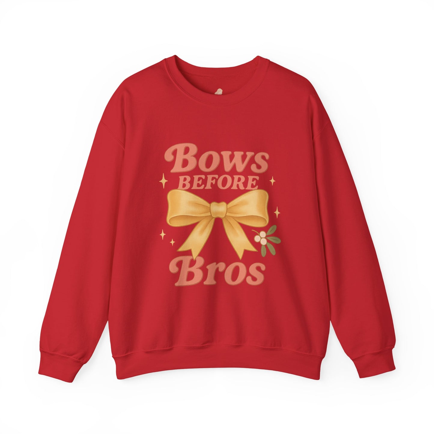 Bows Before Bros Christmas Sweatshirt | Soft Girl Christmas Crewneck | Cozy Festive Pullover for Women