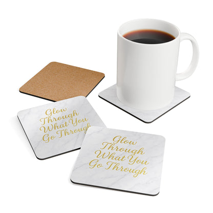 Glow Through What You Go Through – Marble & Gold Coaster Set (4-Pack)