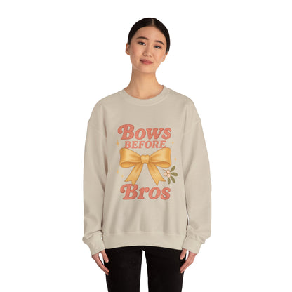 Bows Before Bros Christmas Sweatshirt | Soft Girl Christmas Crewneck | Cozy Festive Pullover for Women