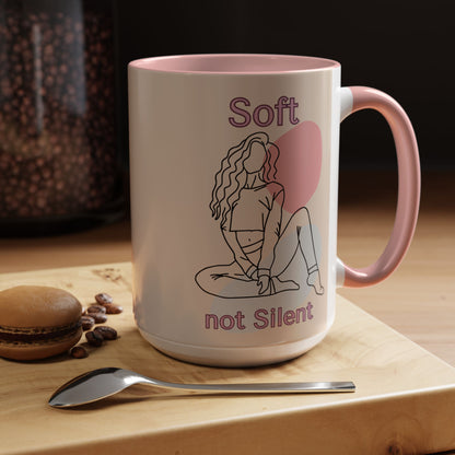 Soft Not Silent Mug – Empowering Aesthetic Coffee Cup (Pink or Black Handle)