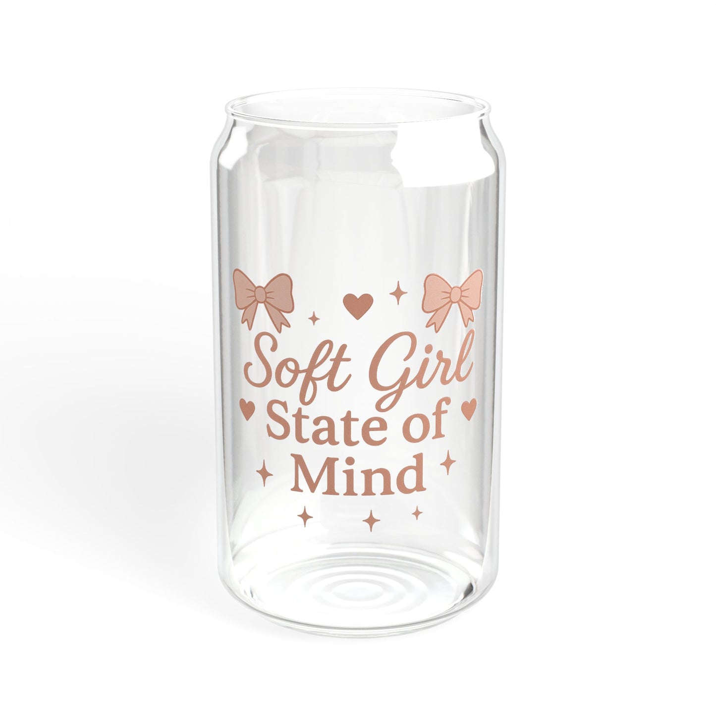 Soft Girl State of Mind Glass Cup with Bamboo Lid & Straw