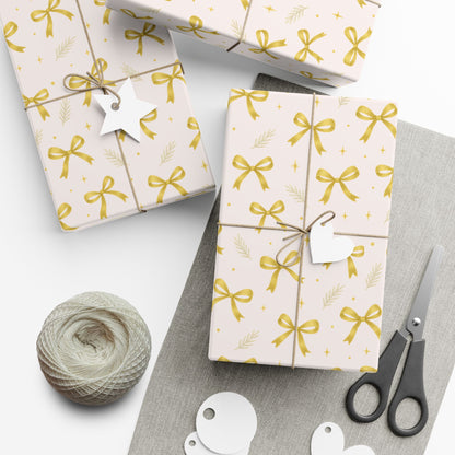 Soft Girl Christmas Wrapping Paper – Blush & Gold Holiday Gift Wrap