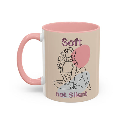 Soft Not Silent Mug – Empowering Aesthetic Coffee Cup (Pink or Black Handle)