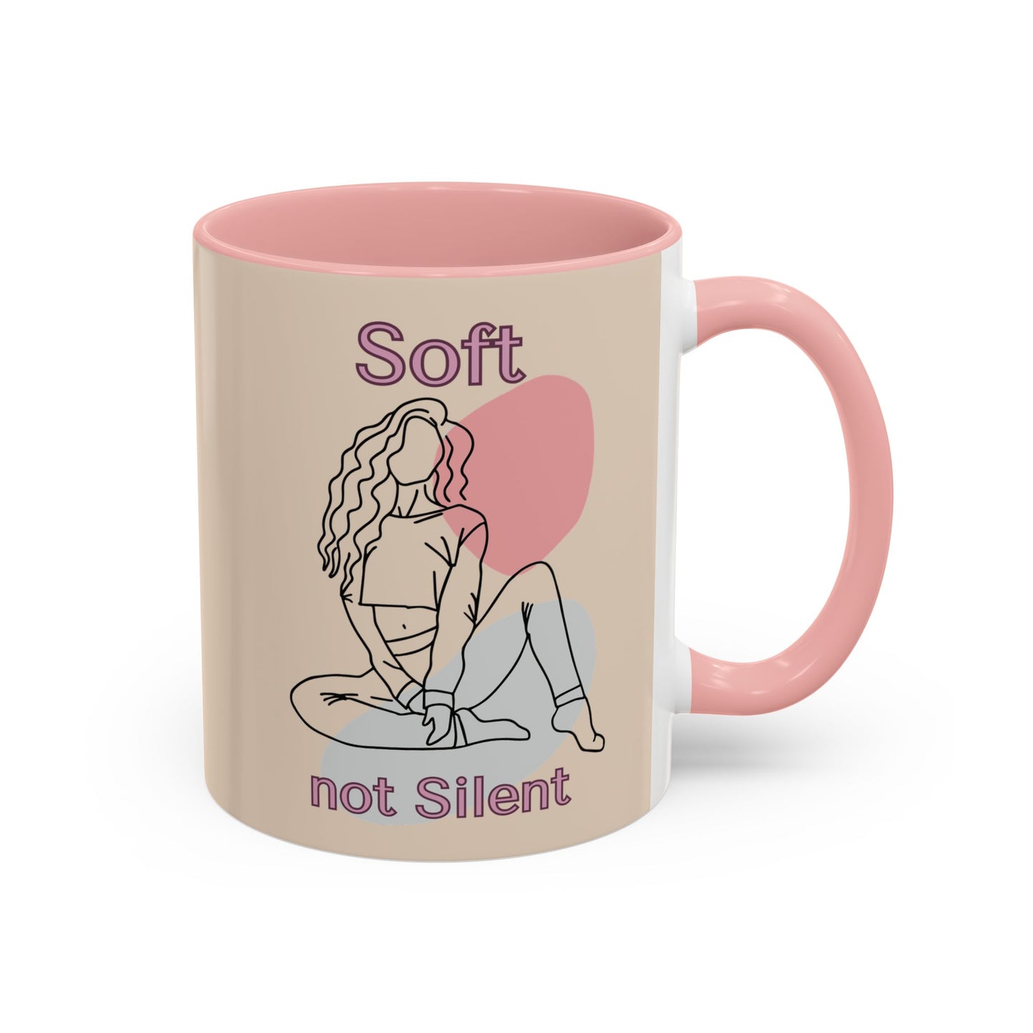 Soft Not Silent Mug – Empowering Aesthetic Coffee Cup (Pink or Black Handle)