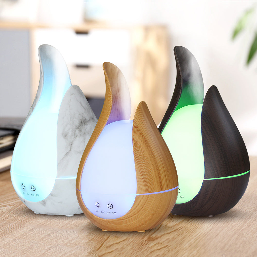 Soft Glow Wood/Marble Aroma Diffuser - Luxury Ultrasonic Humidifier
