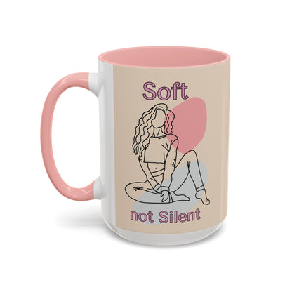 Soft Not Silent Mug – Empowering Aesthetic Coffee Cup (Pink or Black Handle)