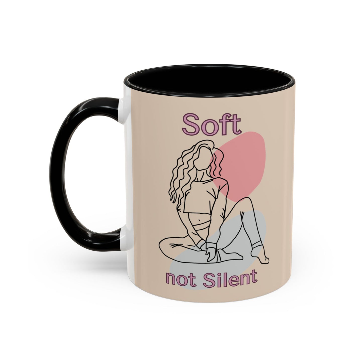 Soft Not Silent Mug – Empowering Aesthetic Coffee Cup (Pink or Black Handle)