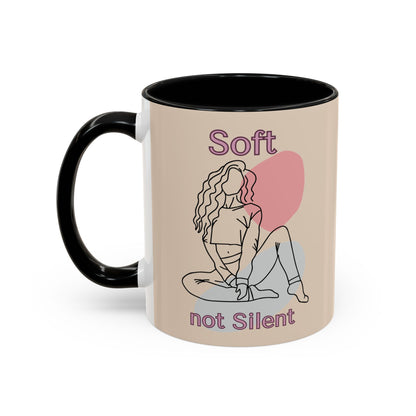 Soft Not Silent Mug – Empowering Aesthetic Coffee Cup (Pink or Black Handle)