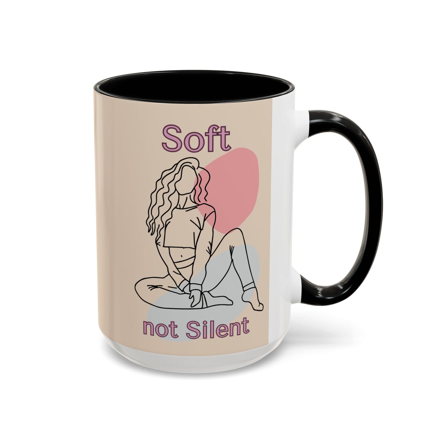Soft Not Silent Mug – Empowering Aesthetic Coffee Cup (Pink or Black Handle)