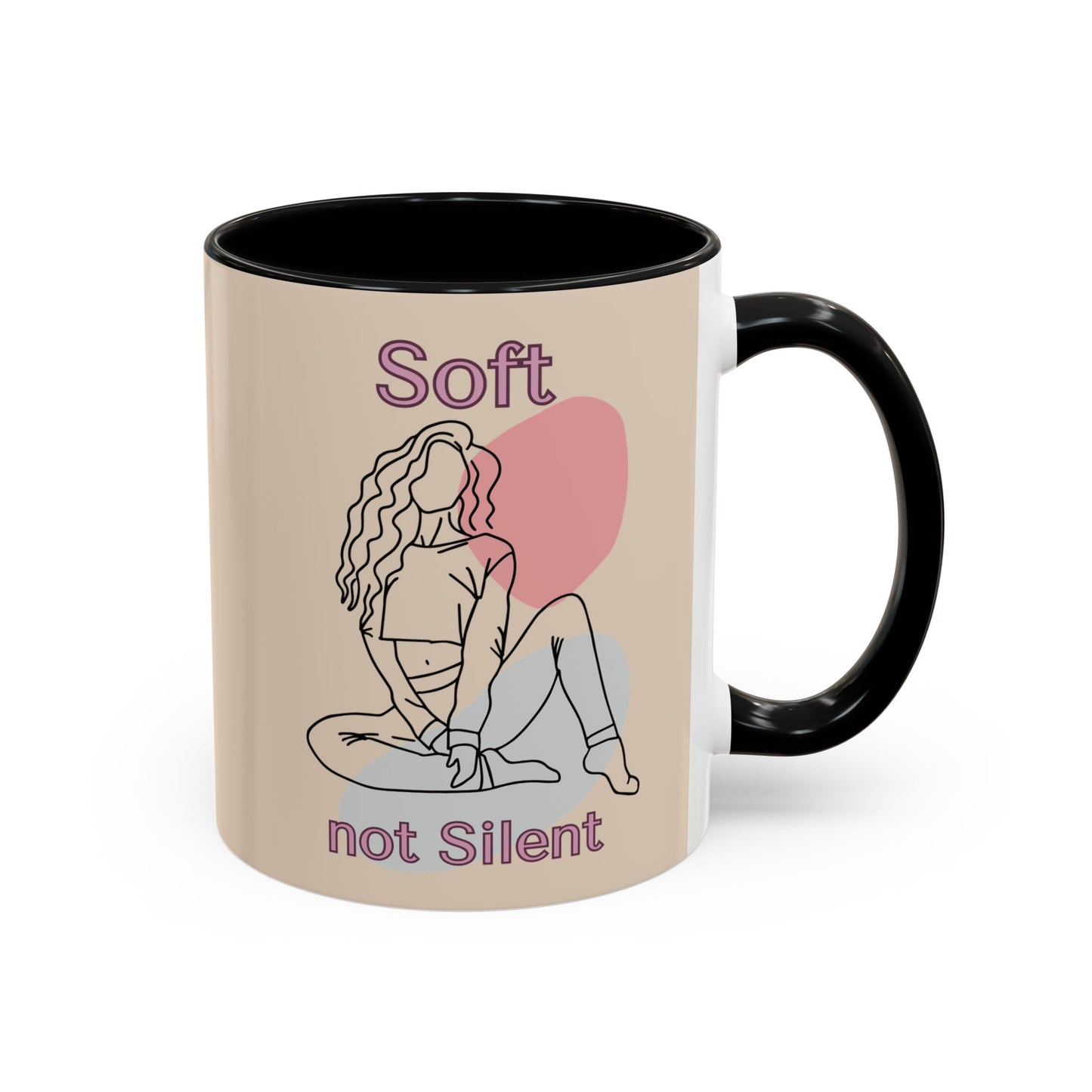 Soft Not Silent Mug – Empowering Aesthetic Coffee Cup (Pink or Black Handle)