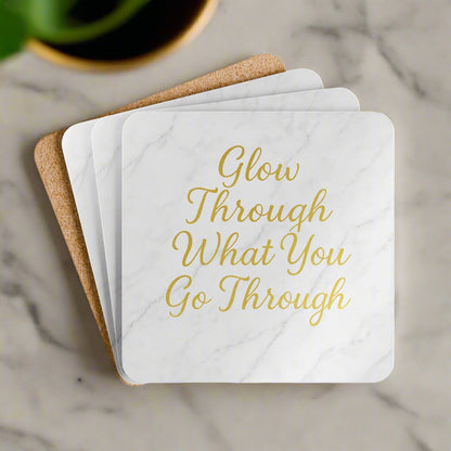 Glow Through What You Go Through – Marble & Gold Coaster Set (4-Pack)