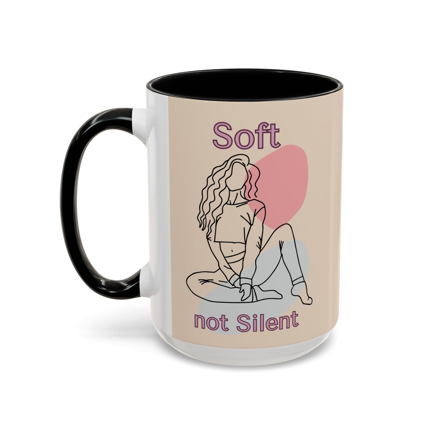 Soft Not Silent Mug – Empowering Aesthetic Coffee Cup (Pink or Black Handle)