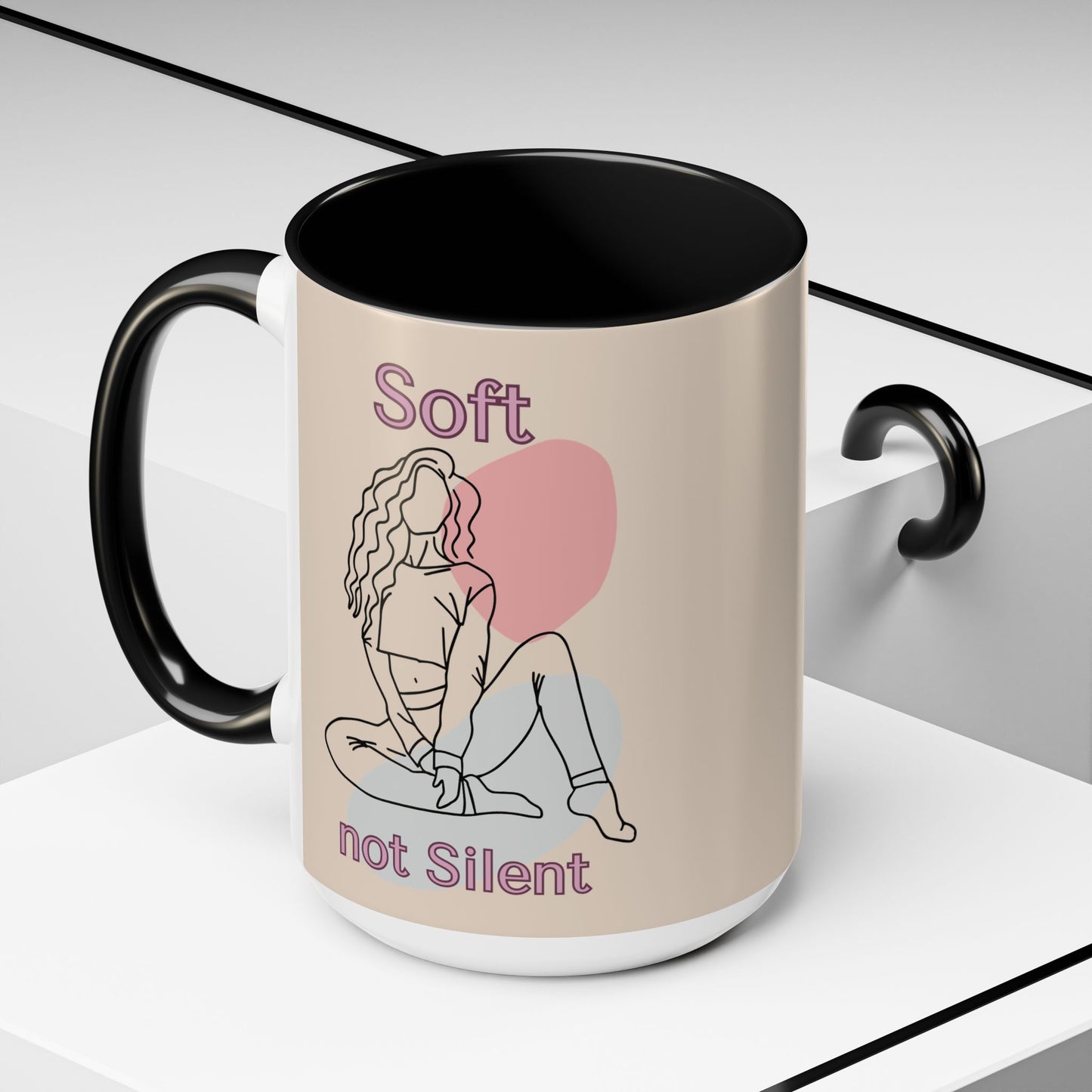 Soft Not Silent Mug – Empowering Aesthetic Coffee Cup (Pink or Black Handle)