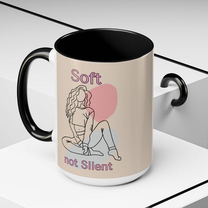 Soft Not Silent Mug – Empowering Aesthetic Coffee Cup (Pink or Black Handle)