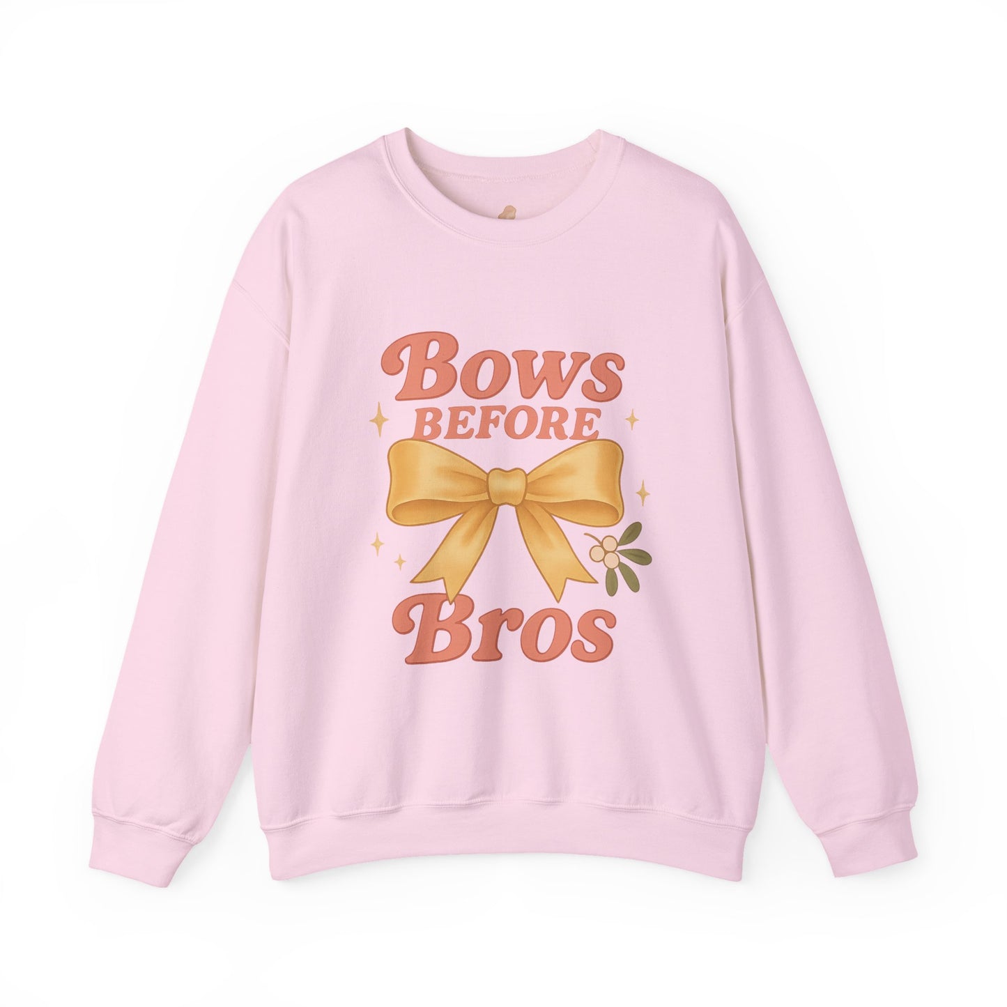 Bows Before Bros Christmas Sweatshirt | Soft Girl Christmas Crewneck | Cozy Festive Pullover for Women