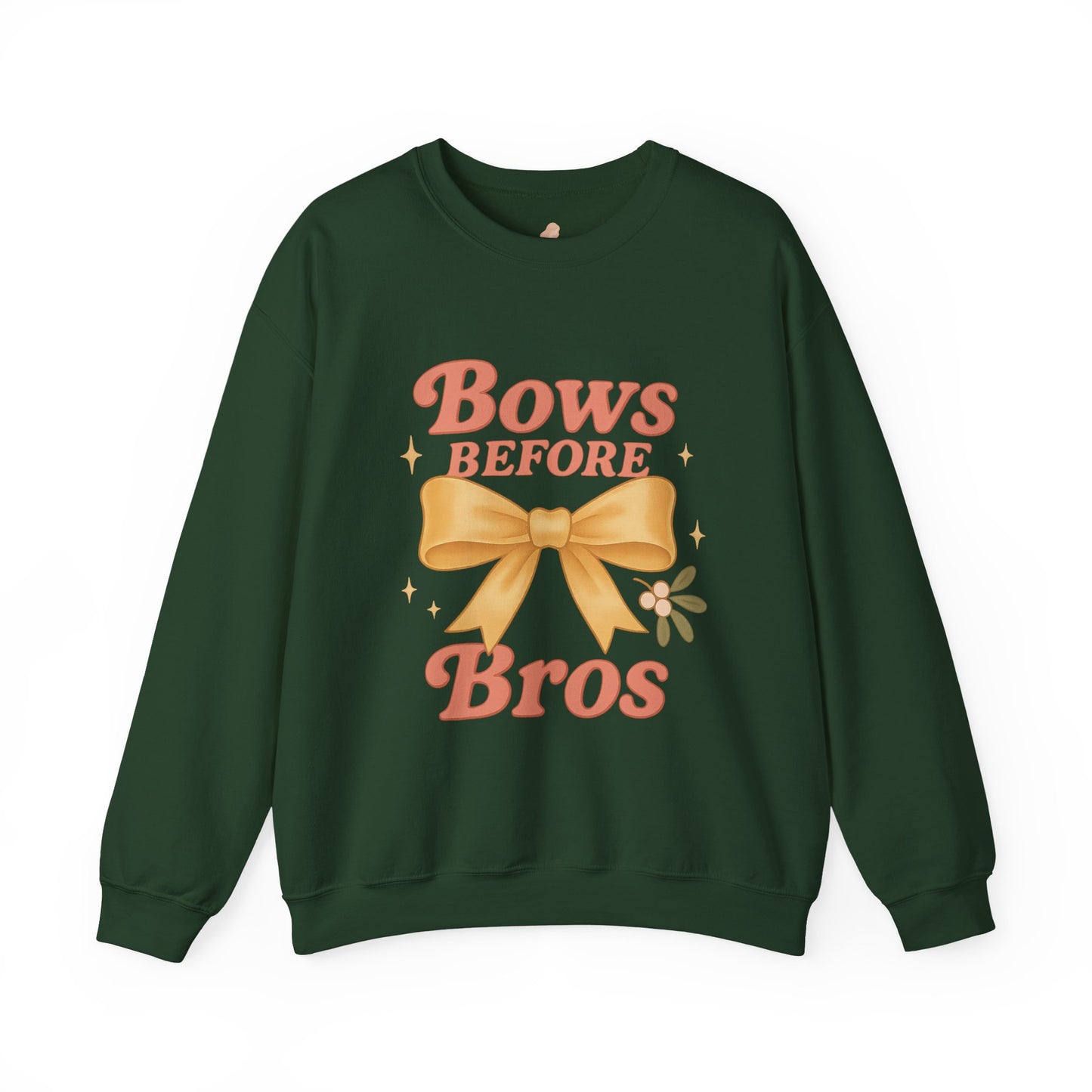 Bows Before Bros Christmas Sweatshirt | Soft Girl Christmas Crewneck | Cozy Festive Pullover for Women
