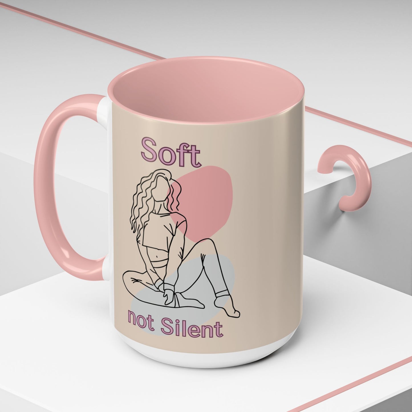 Soft Not Silent Mug – Empowering Aesthetic Coffee Cup (Pink or Black Handle)