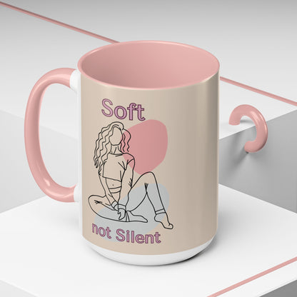 Soft Not Silent Mug – Empowering Aesthetic Coffee Cup (Pink or Black Handle)