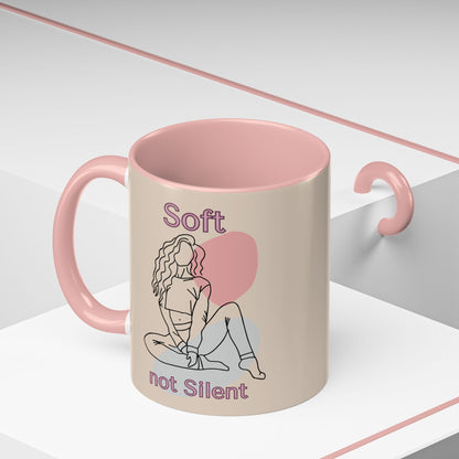 Soft Not Silent Mug – Empowering Aesthetic Coffee Cup (Pink or Black Handle)