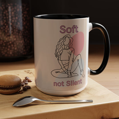 Soft Not Silent Mug – Empowering Aesthetic Coffee Cup (Pink or Black Handle)