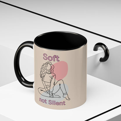 Soft Not Silent Mug – Empowering Aesthetic Coffee Cup (Pink or Black Handle)