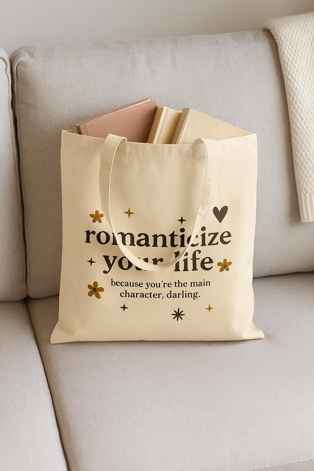 Tote Bag - Romanticize Your Life - Canvas Tote Bag in Natural and Black